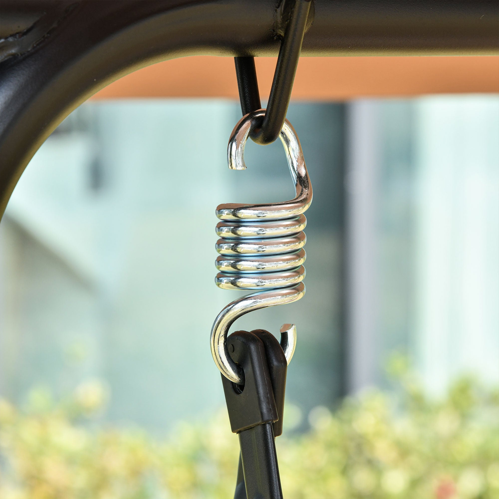 EasyComfort Dondolo da Giardino Terrazza 3 Posti con Tettuccio Regolabile in Metallo e Texteline 172x110x155cm Marrone