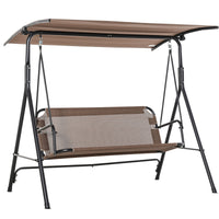 EasyComfort Dondolo da Giardino Terrazza 3 Posti con Tettuccio Regolabile in Metallo e Texteline 172x110x155cm Marrone