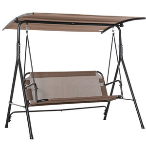 EasyComfort Dondolo da Giardino Terrazza 3 Posti con Tettuccio Regolabile in Metallo e Texteline 172x110x155cm Marrone