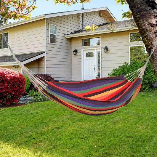 Easycomfort Amaca da Giardino Extra Large in Cotone e Poliestere con Sacca di Trasporto, 200x150cm Righe Multicolore