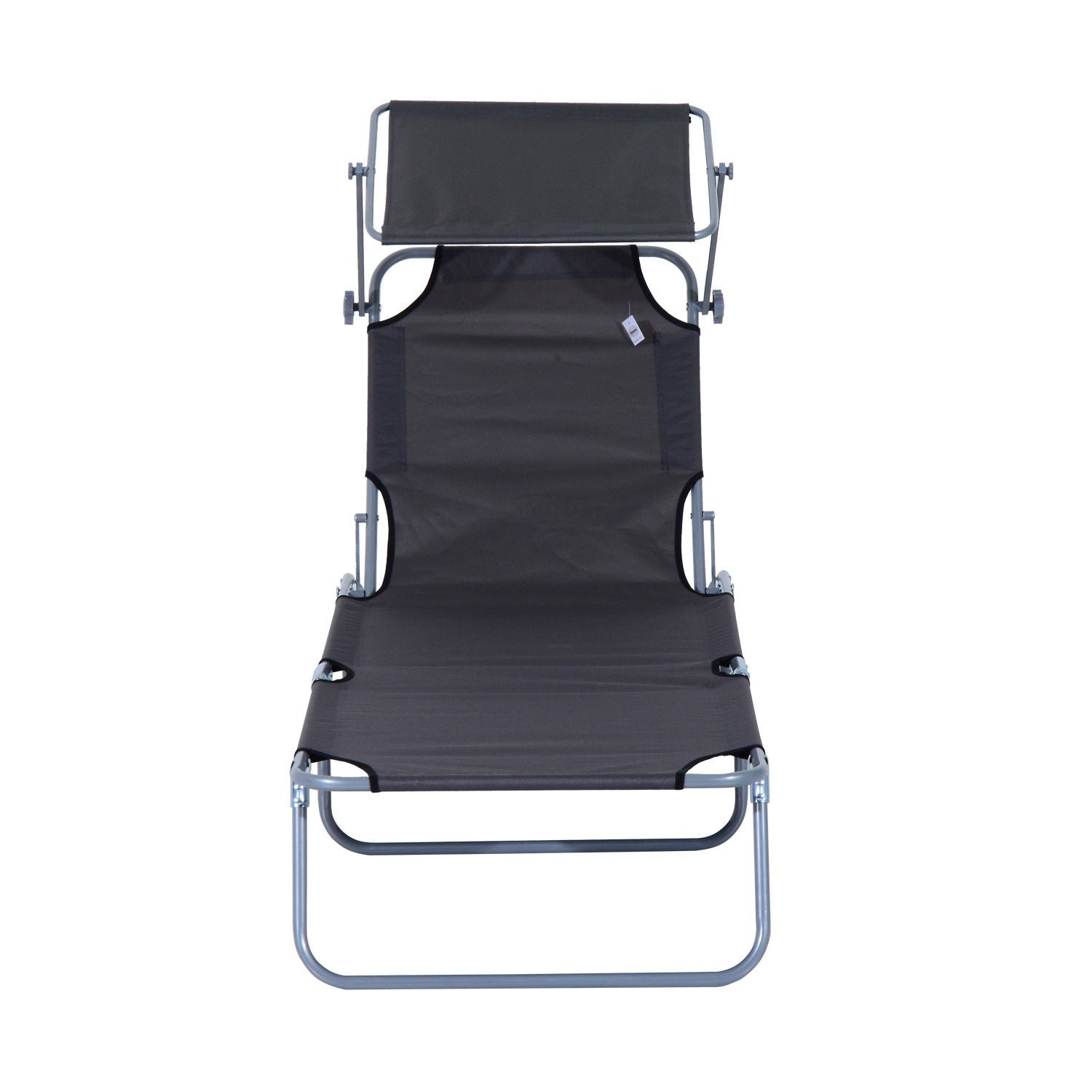 Easycomfort Lettino Prendisole da Giardino, Sdraio Pieghevole e Regolabile con Tettuccio in Tessuto Grigio, 187x58x50cm