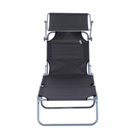 Easycomfort Lettino Prendisole da Giardino, Sdraio Pieghevole e Regolabile con Tettuccio in Tessuto Grigio, 187x58x50cm