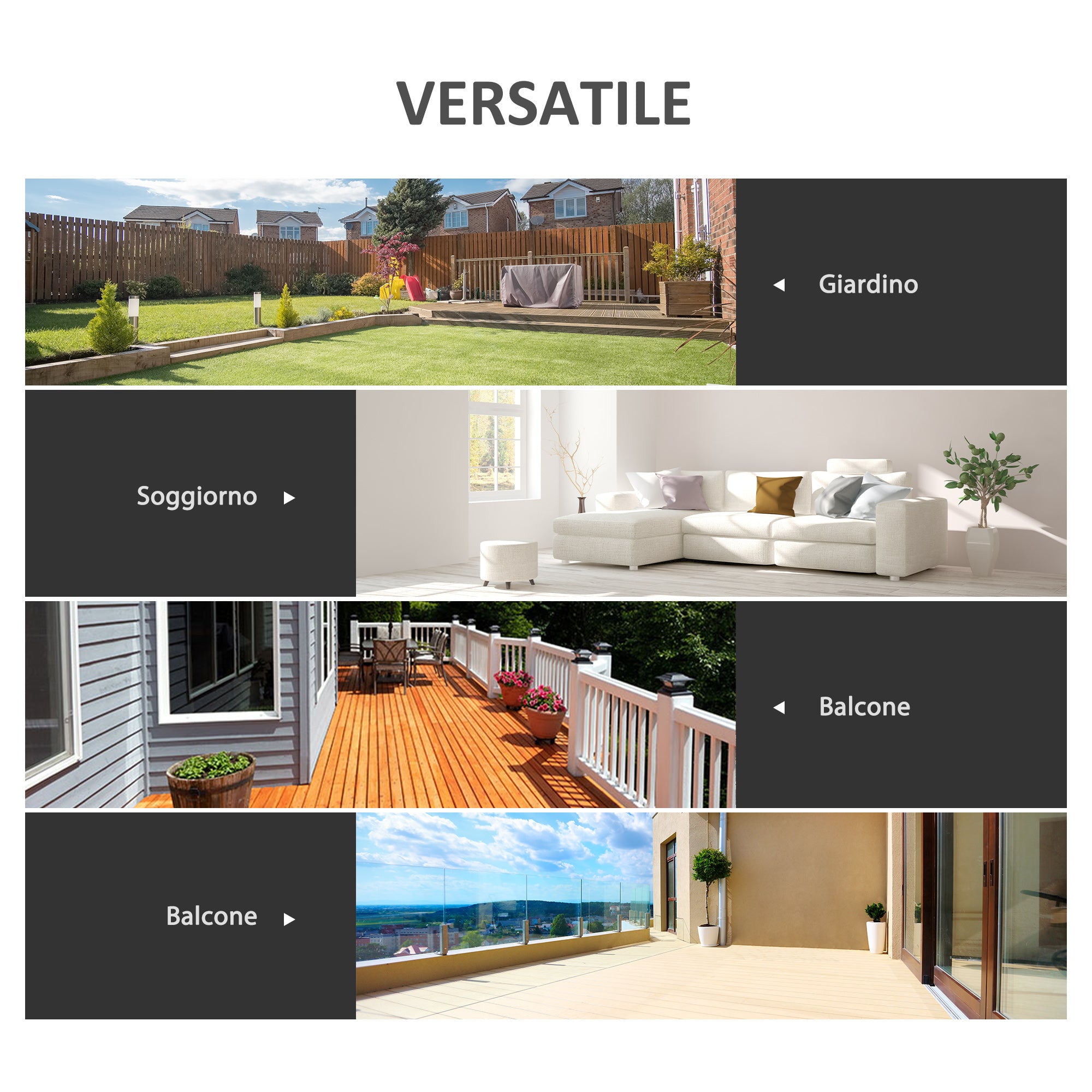 Easycomfort Tavolino Moderno Piano in Vetro Temperato, Tavolo da Giardino Esterno Metallo 68.5x68.5x84cm Grigio