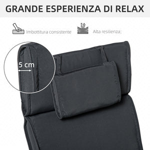 Easycomfort Cuscino per Sdraio Lettino Prendisole da Giardino 198x53x5cm Grigio