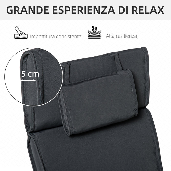 Easycomfort Cuscino per Sdraio Lettino Prendisole da Giardino 198x53x5cm Grigio