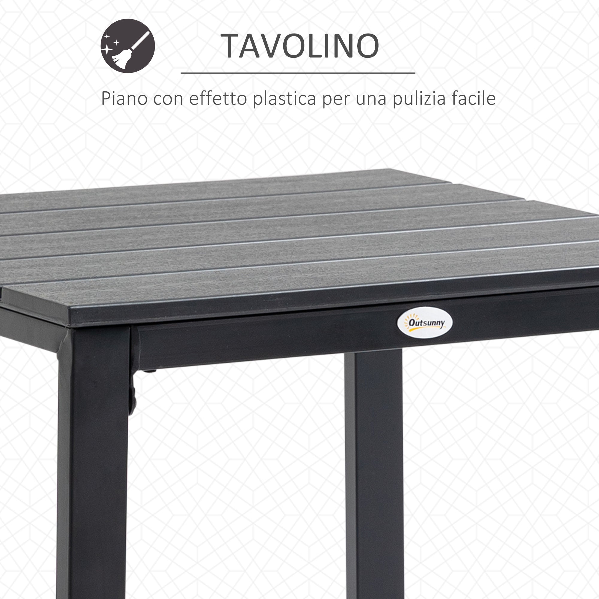 EasyComfort Set da Giardino 3 Pezzi con Tavolino e 2 Sedie con Cuscini, Acciaio e Plastica, Grigio Scuro