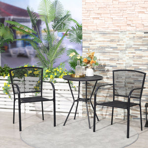 EasyComfort Set 2 Sedie da Giardino in Metallo, per Cortile, Patio e Terrazza, Nero