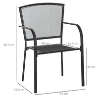 EasyComfort Set 2 Sedie da Giardino in Metallo, per Cortile, Patio e Terrazza, Nero