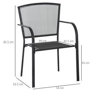 EasyComfort Set 2 Sedie da Giardino in Metallo, per Cortile, Patio e Terrazza, Nero