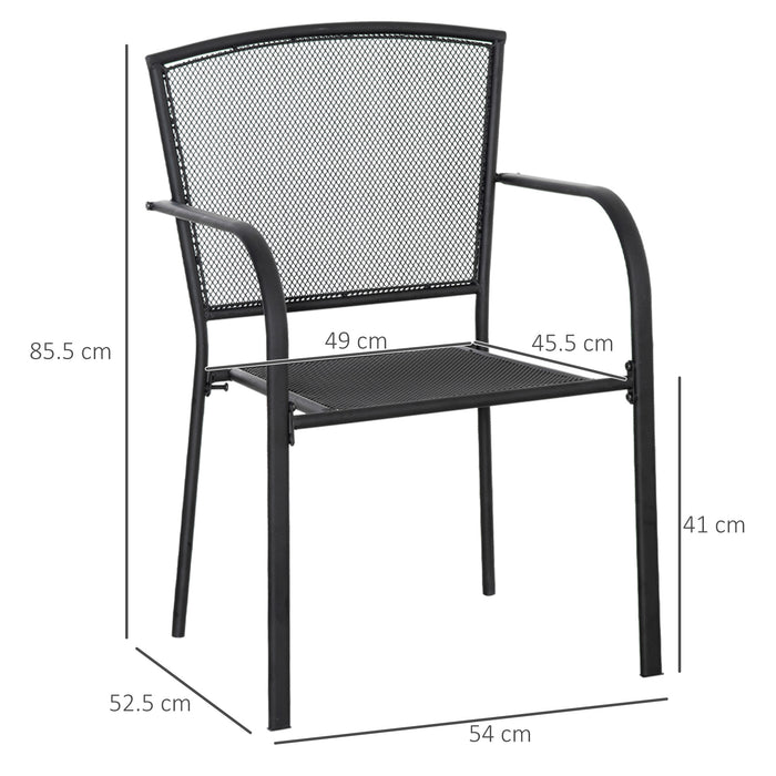 EasyComfort Set 2 Sedie da Giardino in Metallo, per Cortile, Patio e Terrazza, Nero