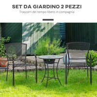 EasyComfort Set 2 Sedie da Giardino in Metallo, per Cortile, Patio e Terrazza, Nero