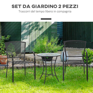 EasyComfort Set 2 Sedie da Giardino in Metallo, per Cortile, Patio e Terrazza, Nero