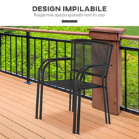 EasyComfort Set 2 Sedie da Giardino in Metallo, per Cortile, Patio e Terrazza, Nero