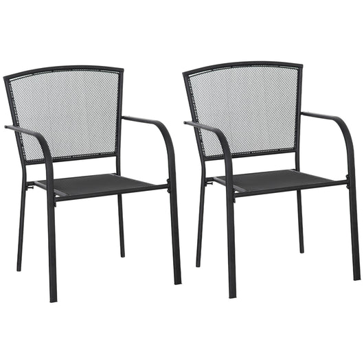 EasyComfort Set 2 Sedie da Giardino in Metallo, per Cortile, Patio e Terrazza, Nero