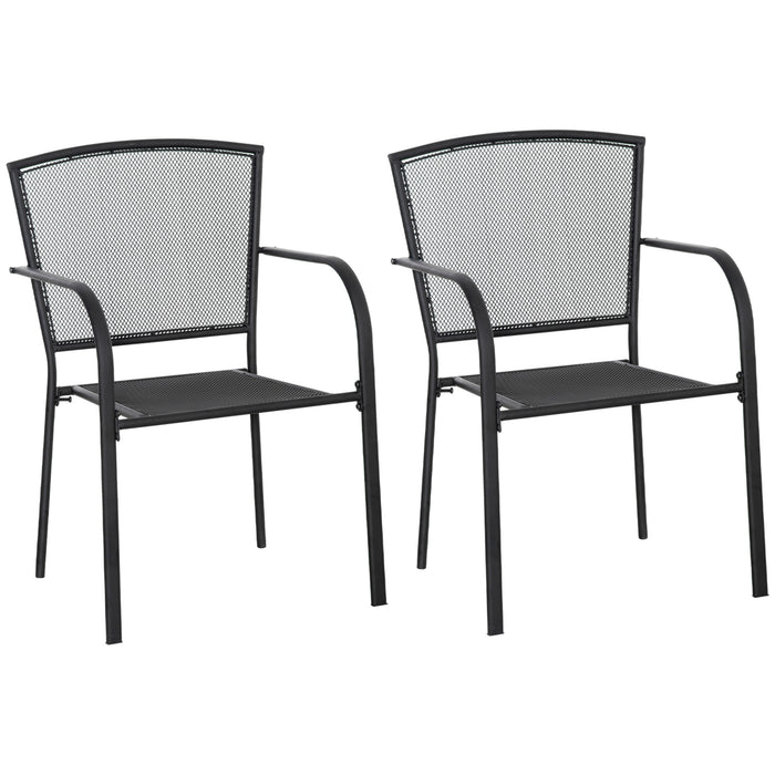 EasyComfort Set 2 Sedie da Giardino in Metallo, per Cortile, Patio e Terrazza, Nero