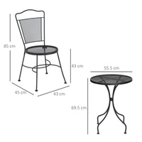 EasyComfort Set da Giardino da 3 Pezzi, Tavolino Rotondo con 2 Sedie da Esterno in Metallo, Nero