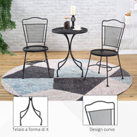 EasyComfort Set da Giardino da 3 Pezzi, Tavolino Rotondo con 2 Sedie da Esterno in Metallo, Nero