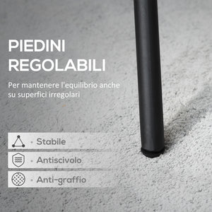 EASYCOMFORT  Tavolo da Giardino Rotondo in Metallo con Piano d'Appoggio a Rete, ?91x71.5cm, Nero