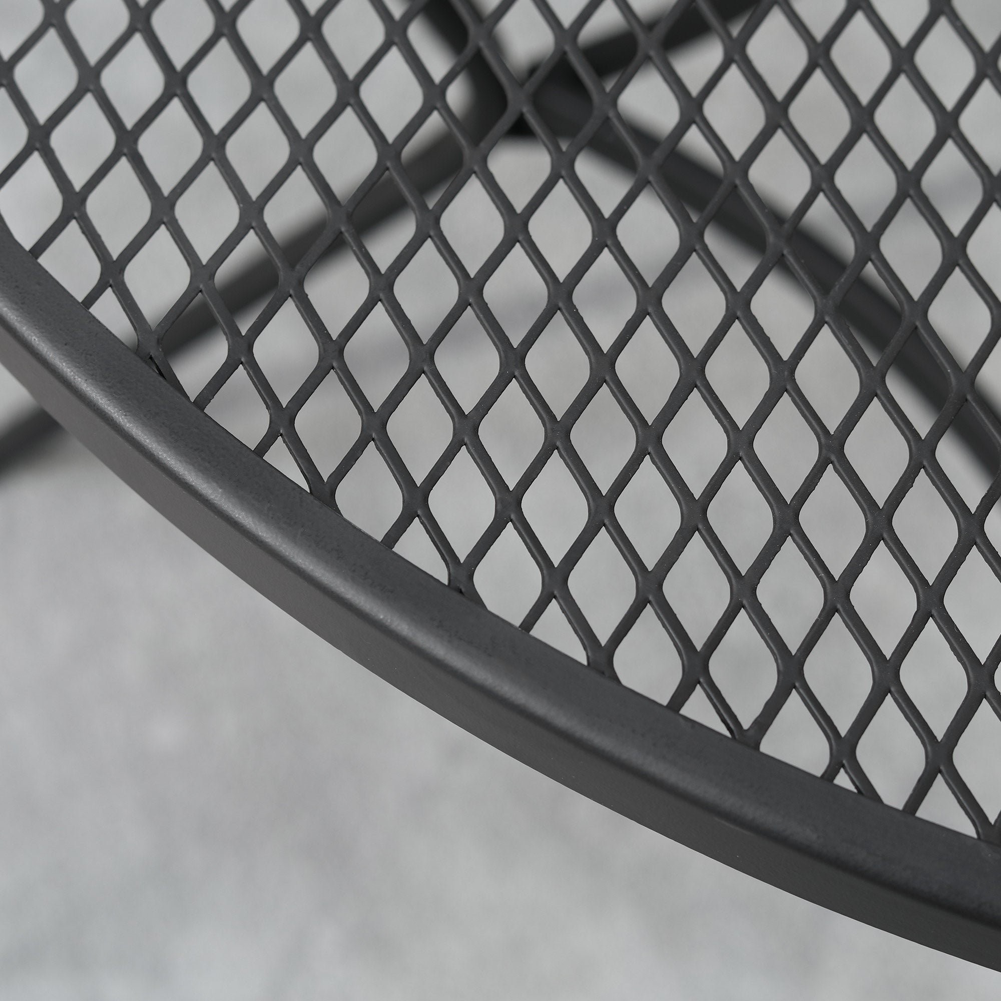 EASYCOMFORT  Tavolo da Giardino Rotondo in Metallo con Piano d'Appoggio a Rete, ?91x71.5cm, Nero