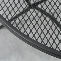 EASYCOMFORT  Tavolo da Giardino Rotondo in Metallo con Piano d'Appoggio a Rete, ?91x71.5cm, Nero