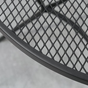 EASYCOMFORT  Tavolo da Giardino Rotondo in Metallo con Piano d'Appoggio a Rete, ?91x71.5cm, Nero