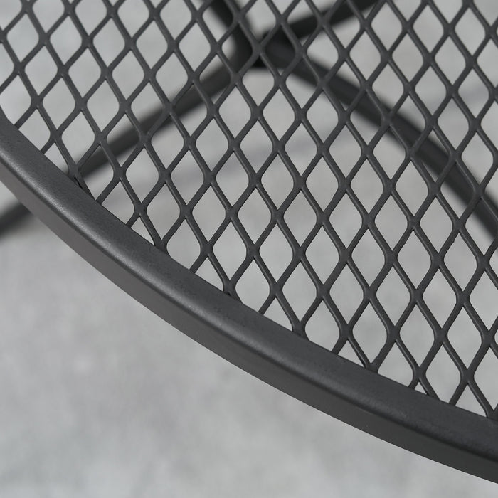 EASYCOMFORT  Tavolo da Giardino Rotondo in Metallo con Piano d'Appoggio a Rete, ?91x71.5cm, Nero