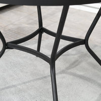 EASYCOMFORT  Tavolo da Giardino Rotondo in Metallo con Piano d'Appoggio a Rete, ?91x71.5cm, Nero