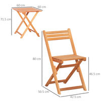 EasyComfort Set 3 Pezzi Tavolo e Sedie da Giardino Pieghevoli in Legno per Esterni, Terrazzo, Picnic o Campeggio, Salvaspazio e Compatto, Teak