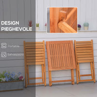 EasyComfort Set 3 Pezzi Tavolo e Sedie da Giardino Pieghevoli in Legno per Esterni, Terrazzo, Picnic o Campeggio, Salvaspazio e Compatto, Teak