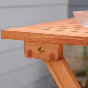 EasyComfort Set 3 Pezzi Tavolo e Sedie da Giardino Pieghevoli in Legno per Esterni, Terrazzo, Picnic o Campeggio, Salvaspazio e Compatto, Teak