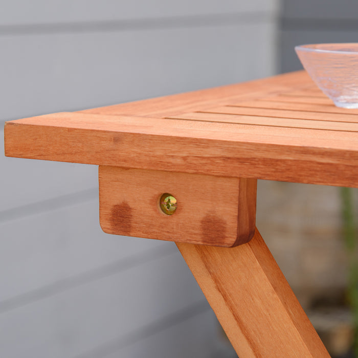 EasyComfort Set 3 Pezzi Tavolo e Sedie da Giardino Pieghevoli in Legno per Esterni, Terrazzo, Picnic o Campeggio, Salvaspazio e Compatto, Teak