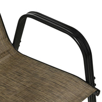 Easycomfort Sedie da Giardino Set 6 Pezzi, Sedie da Esterno Impilabili in Metallo e Tessuto Traspirante, Marrone