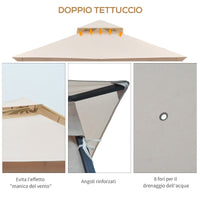 Easycomfort Gazebo da Giardino 3x3m in Metallo con Zanzariere e Tettuccio in Poliestere, Beige