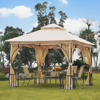 Easycomfort Gazebo da Giardino 3x3m in Metallo con Zanzariere e Tettuccio in Poliestere, Beige