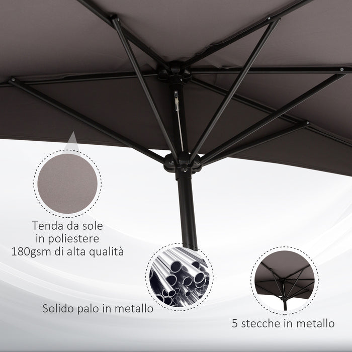 EASYCOMFORT  Ombrellone da Parete per Esterni in Poliestere Impermeabile Anti UV 269x138x236cm Grigio