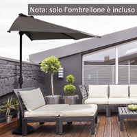 EASYCOMFORT  Ombrellone da Parete per Esterni in Poliestere Impermeabile Anti UV 269x138x236cm Grigio