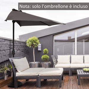 EASYCOMFORT  Ombrellone da Parete per Esterni in Poliestere Impermeabile Anti UV 269x138x236cm Grigio