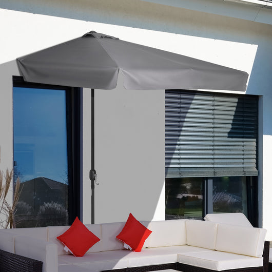 Easycomfort Ombrellone Semicircolare da Parete 2.5x2.3m, con Apertura a Manovella, in Metallo e Poliestere, Grigio