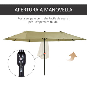 Easycomfort Ombrellone da Giardino Doppio con Apertura a Manovella, in Acciaio e Poliestere, 460x270x240 cm