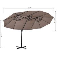 Easycomfort Ombrellone Doppio da Giardino in Metallo e Poliestere Anti-UV Impermeabile, 440x270x250cm, Marrone