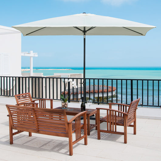 Easycomfort Ombrellone Rettangolare 2x3 m da Giardino con Apertura a Manovella e Inclinazione Regolabile, Beige