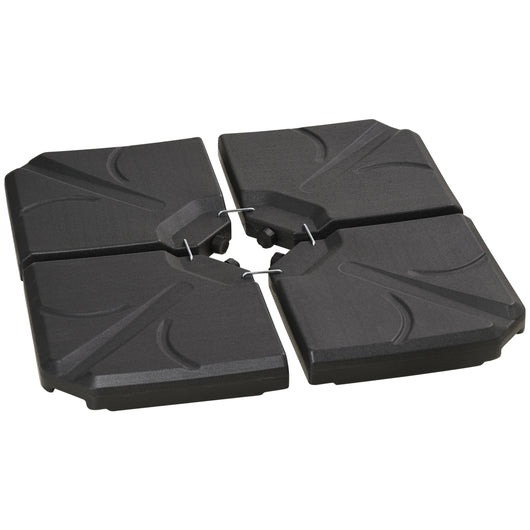 Easycomfort Base per Ombrellone in HDPE da 4 Pezzi, Riempibili con Acqua e Sabbia max 18kg, 103x103x8.3 cm, Nero