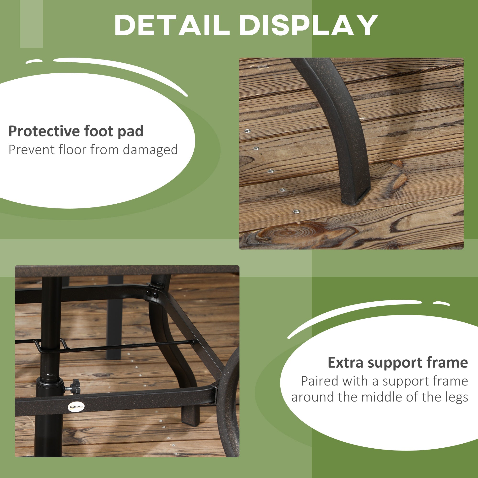 EasyComfort Tavolo da Giardino Marrone per 4 Persone con Foro Centrale per Ombrellone, 94L x 94P x 71A cm