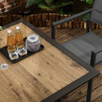 EasyComfort Tavolo da Giardino Marrone per 4 Persone con Foro Centrale per Ombrellone, 94L x 94P x 71A cm