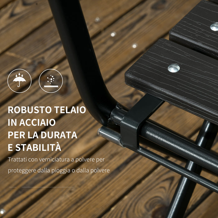 EasyComfort Set da Giardino 3 Pezzi con 2 Sedie e Tavolo Pieghevoli in Acciaio e HDPE, Grigio Scuro