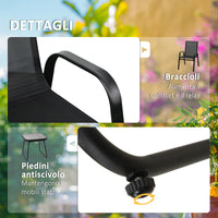 Easycomfort Set da Giardino 3 Pezzi con Tavolino e 2 Sedie Impilabili, in Acciaio e Tessuto Traforato, Nero