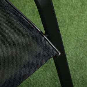 Easycomfort Set da Giardino 3 Pezzi con Tavolino e 2 Sedie Impilabili, in Acciaio e Tessuto Traforato, Nero