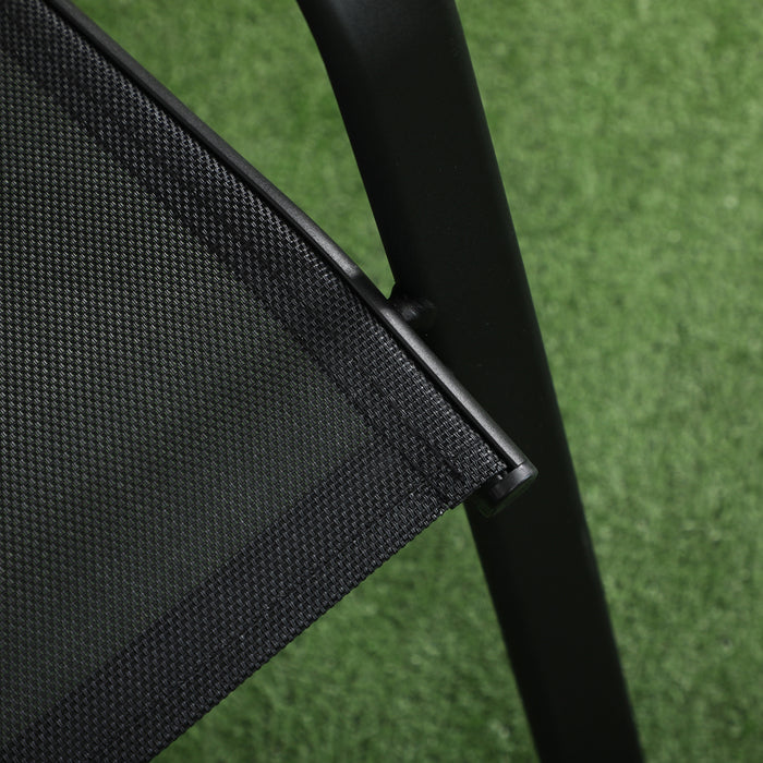 Easycomfort Set da Giardino 3 Pezzi con Tavolino e 2 Sedie Impilabili, in Acciaio e Tessuto Traforato, Nero