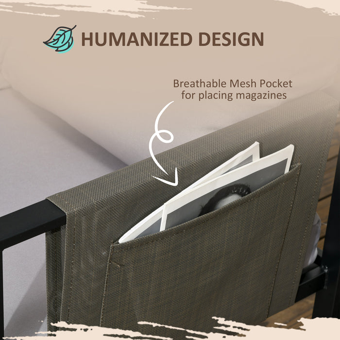 Easycomfort Set da Giardino 4 Pezzi con 2 Divanetti, Poltrona Angolare e Tavolino da Caffè in Vetro Temperato