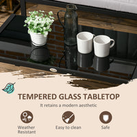 Easycomfort Set da Giardino 4 Pezzi con 2 Divanetti, Poltrona Angolare e Tavolino da Caffè in Vetro Temperato